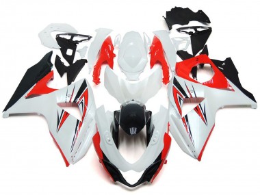 Best Aftermarket 2009-2016 Gloss Red with White and black Custom Style Suzuki GSXR 1000 Fairings