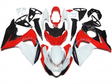 Best Aftermarket 2009-2016 Gloss Red with White and black Suzuki GSXR 1000 Fairings