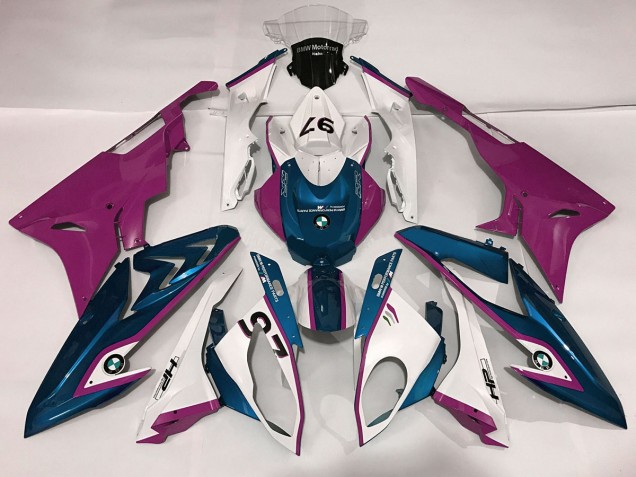 2009-2018 Gloss White & Pink and Blue BMW S1000RR Fairings 2009-2018 Gloss White & Pink and Blue BMW S1000RR Fairings