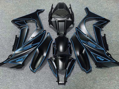 Best Aftermarket 2011-2015 Matte Black & Blue Lining Kawasaki ZX10R Fairings