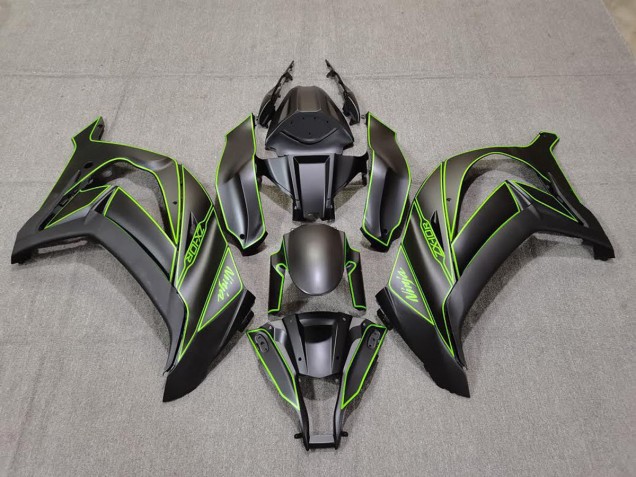 2011-2015 Matte Black & Green Lining Kawasaki ZX10R Fairings 2011-2015 Matte Black & Green Lining Kawasaki ZX10R Fairings
