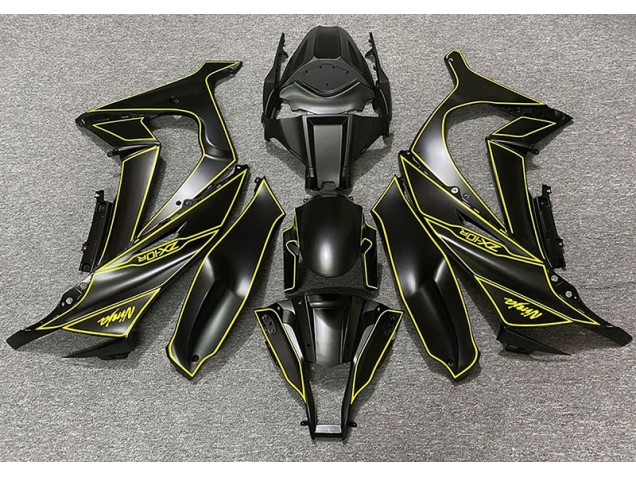 2011-2015 Matte Black & Yellow Lining Kawasaki ZX10R Fairings 2011-2015 Matte Black & Yellow Lining Kawasaki ZX10R Fairings