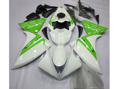 2013-2014 Gloss White and Green Yamaha R1 Fairings