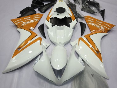 2013-2014 Gloss White and Orange Yamaha R1 Fairings