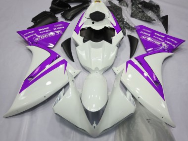 2013-2014 Gloss White and Purple Yamaha R1 Fairings