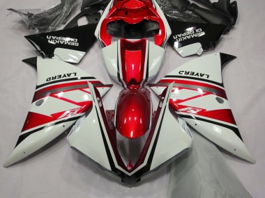 2013-2014 Gloss White and Red Yamaha R1 Fairings