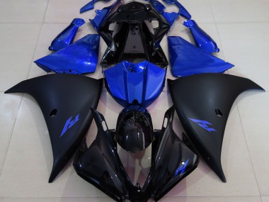 2013-2014 Matte Black and Blue Yamaha R1 Fairings
