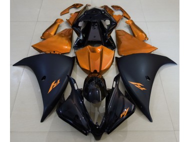 2013-2014 Matte Black and Orange Yamaha R1 Fairings