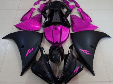 2013-2014 Matte Black and Pink Yamaha R1 Fairings