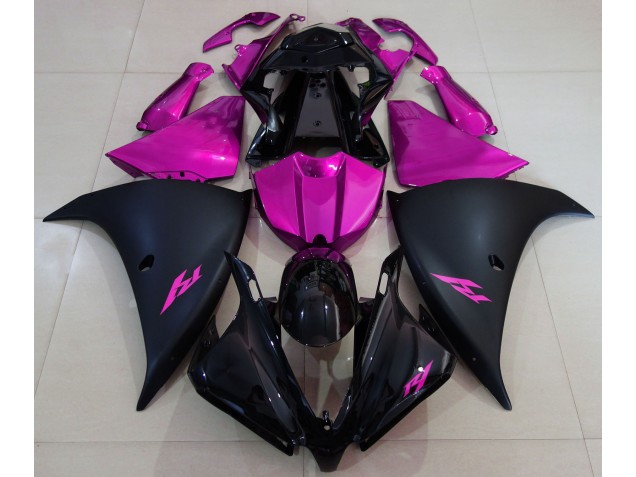 2013-2014 Matte Black and Pink Yamaha R1 Fairings 2013-2014 Matte Black and Pink Yamaha R1 Fairings