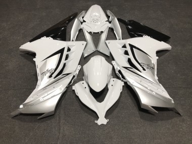 Best Aftermarket 2013-2018 Gloss White and Silver Kawasaki Ninja 300 Fairings