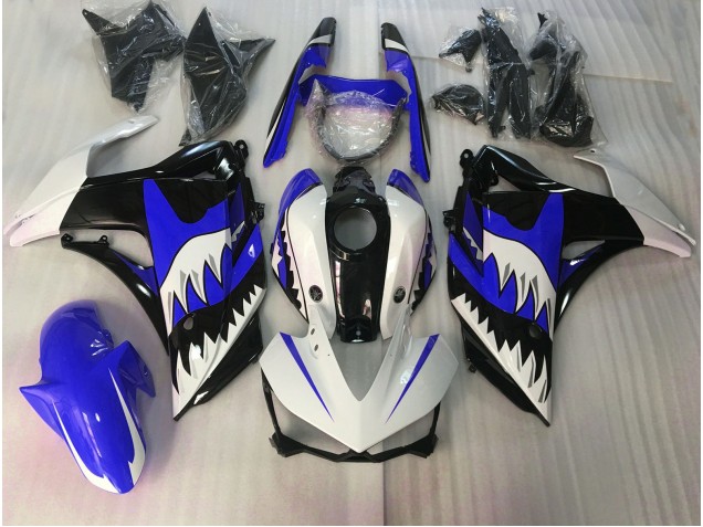 Best Aftermarket 2015-2018 Blue and White Shark Yamaha R3 Fairings