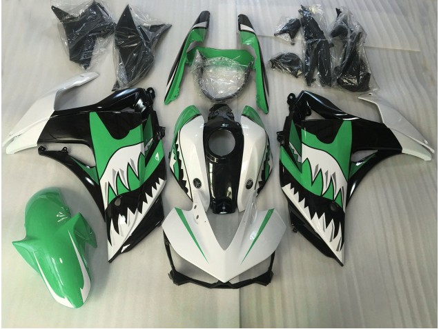 2015-2018 Green and White Shark Yamaha R3 Fairings 2015-2018 Green and White Shark Yamaha R3 Fairings