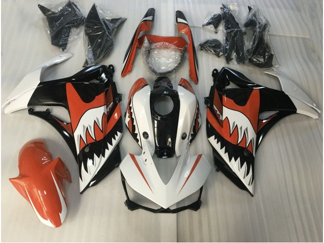 2015-2018 Orange and White Shark Yamaha R3 Fairings 2015-2018 Orange and White Shark Yamaha R3 Fairings