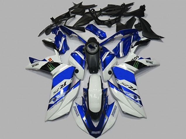 2015-2018 White and Blue Yamaha R3 Fairings