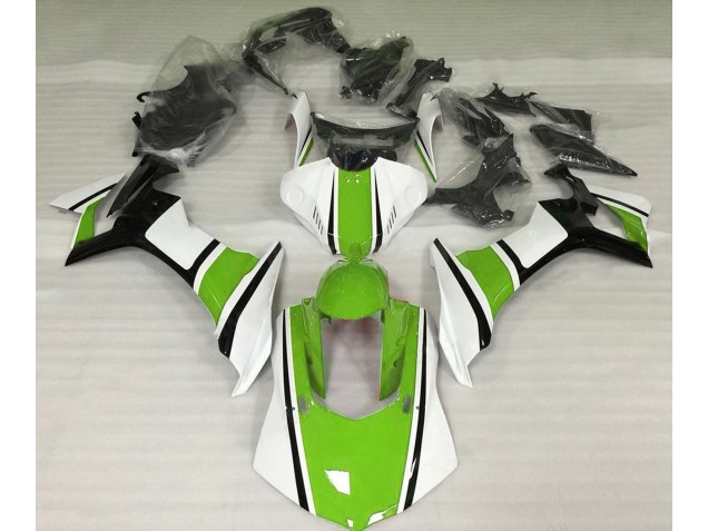 2015-2019 Gloss White Green and Black Yamaha R1 Fairings 2015-2019 Gloss White Green and Black Yamaha R1 Fairings