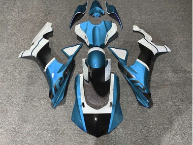 2015-2019 Light Blue & Carbon Fiber Accents Yamaha R1 Fairings