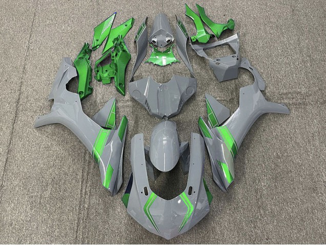 2015-2019 Nardo Gray & Green Accents Yamaha R1 Fairings 2015-2019 Nardo Gray & Green Accents Yamaha R1 Fairings