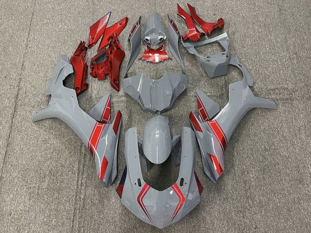 2015-2019 Nardo Gray & Red Accents Yamaha R1 Fairings 2015-2019 Nardo Gray & Red Accents Yamaha R1 Fairings