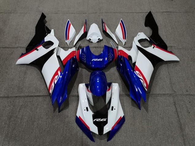 2017-2019 Blue White and Red Yamaha R6 Fairings