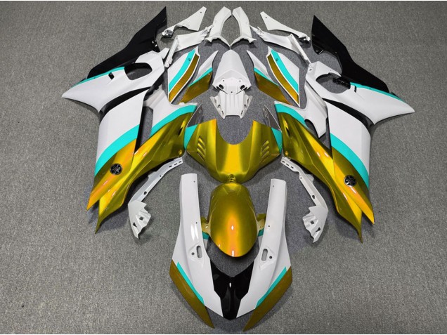 2017-2019 Gold and Light Blue Gloss Yamaha R6 Fairings 2017-2019 Gold and Light Blue Gloss Yamaha R6 Fairings