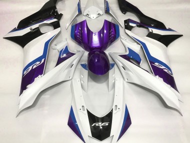 2017-2019 Purple and Gloss White Yamaha R6 Fairings